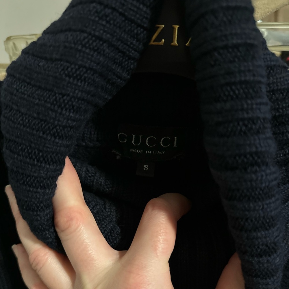 Gucci Vintage Navy Blue Wool Turtleneck - Picture 4 of 7